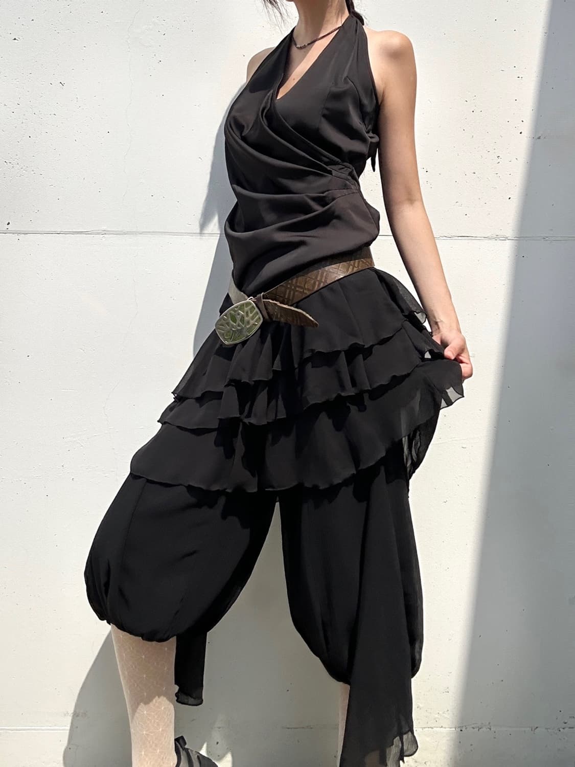 Halter shiny silk ops / black 상품이미지2