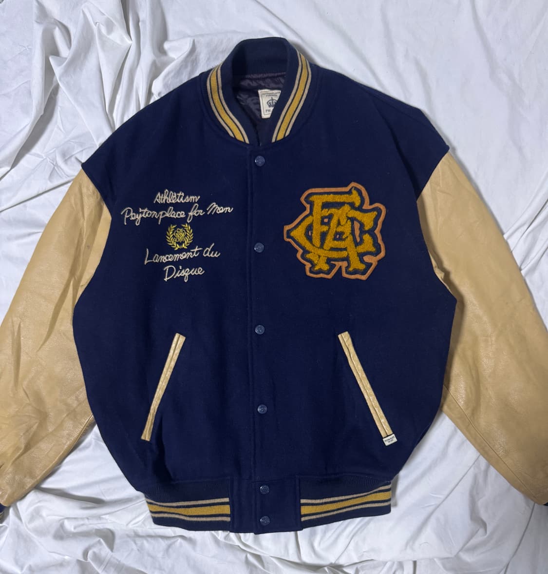 PPFM 소가죽 와펜 자수 바시티 자켓 상품이미지4