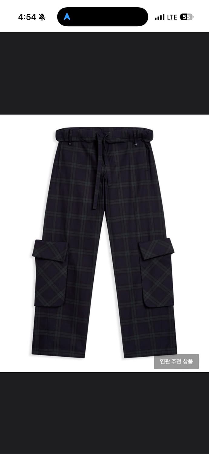 ROLLED WAIST TARTAN CARGO PANTS, GREEN 상품이미지1