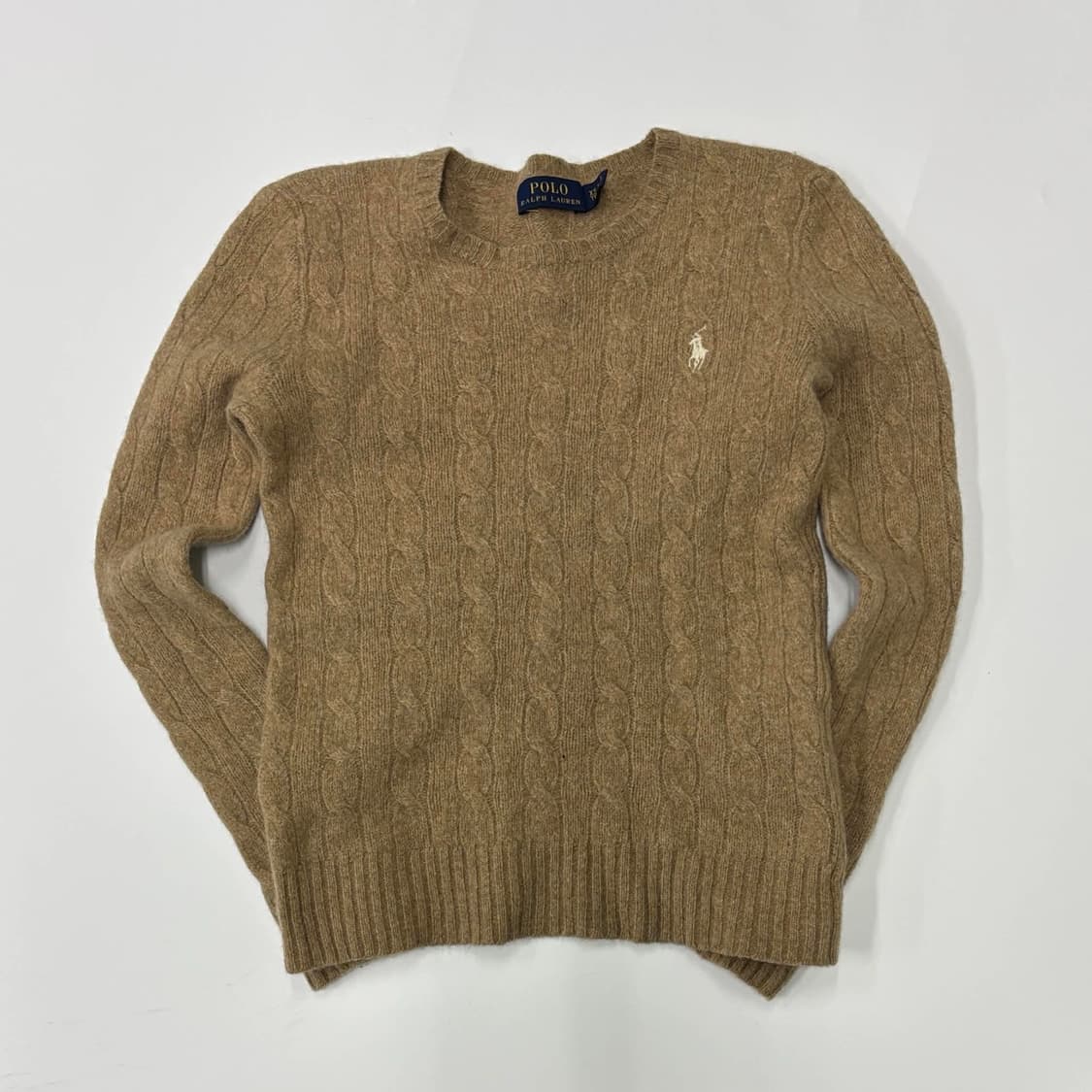 폴로 랄프로렌 울 캐시미어 신형 핀터깔 베이지 케이블 걸즈 크루넥 니트( 상품이미지2