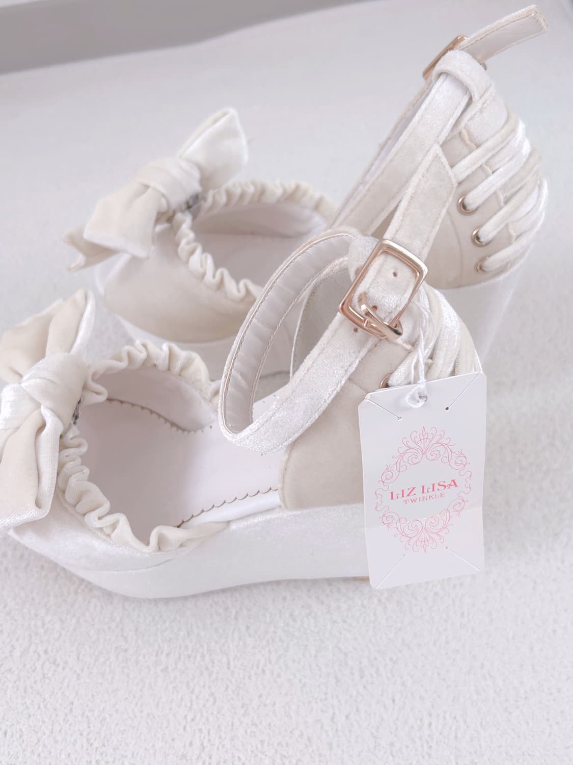 리즈리사 핀터 레이스 통굽 구두 화이트 히메갸루 라떼갸루 상품이미지2