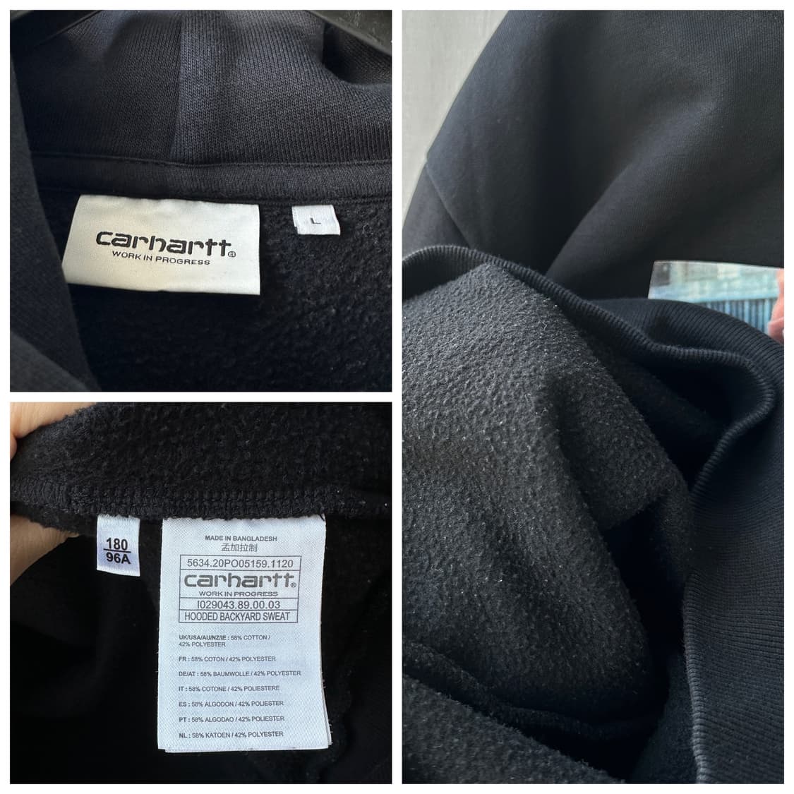 칼하트 WIP Hooded Backyard Sweat 블랙 L 상품이미지10