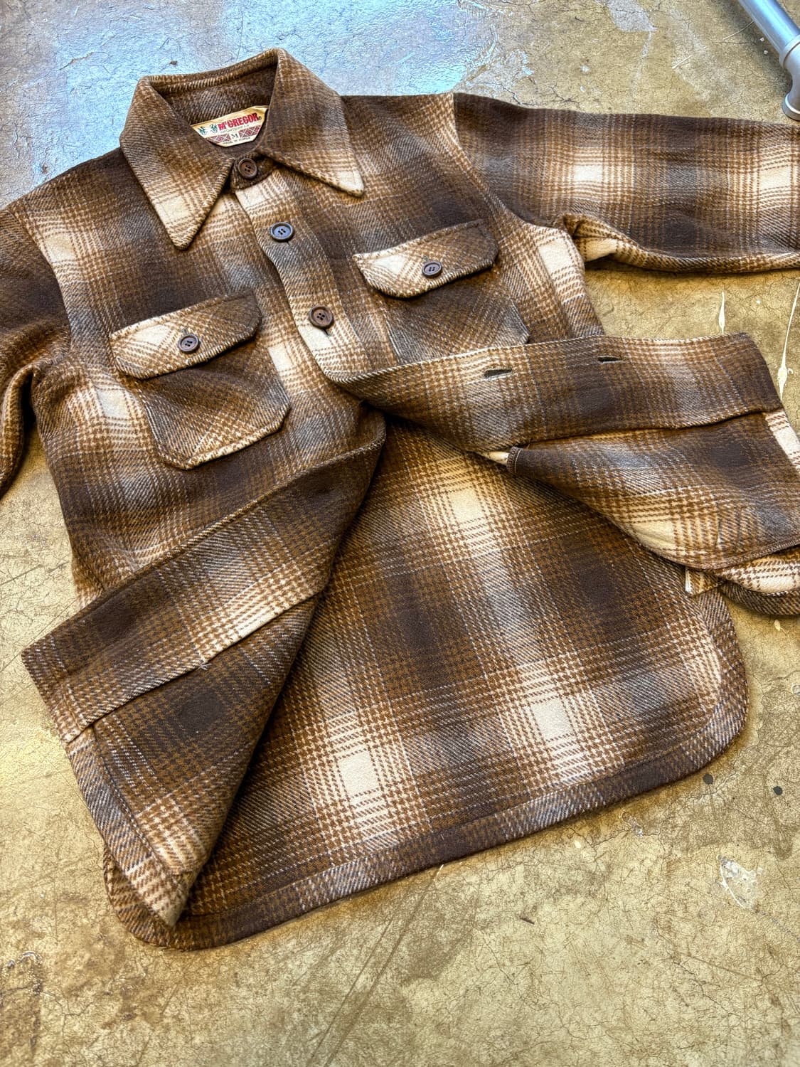 70-80s Mcgregor 섀도우 체크 울 셔츠 재킷 상품이미지2