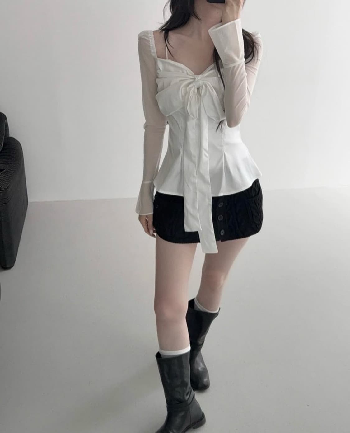 고희 힐다 스완 블라우스 화이트 상품이미지1