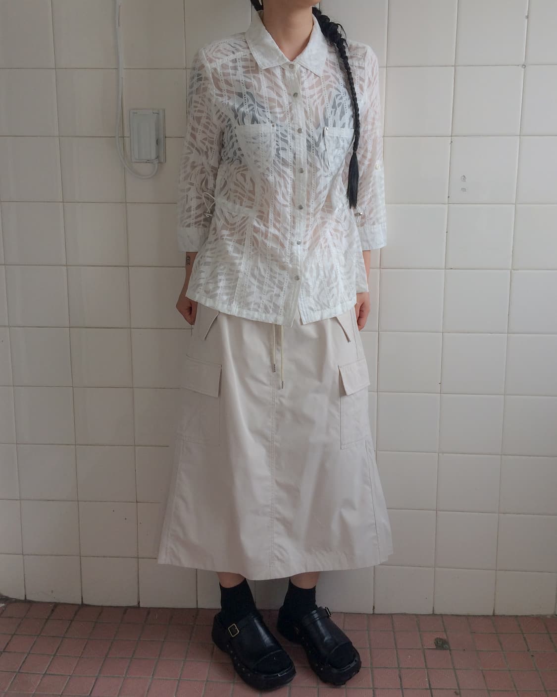 back pleats point cago skirt 상품이미지6
