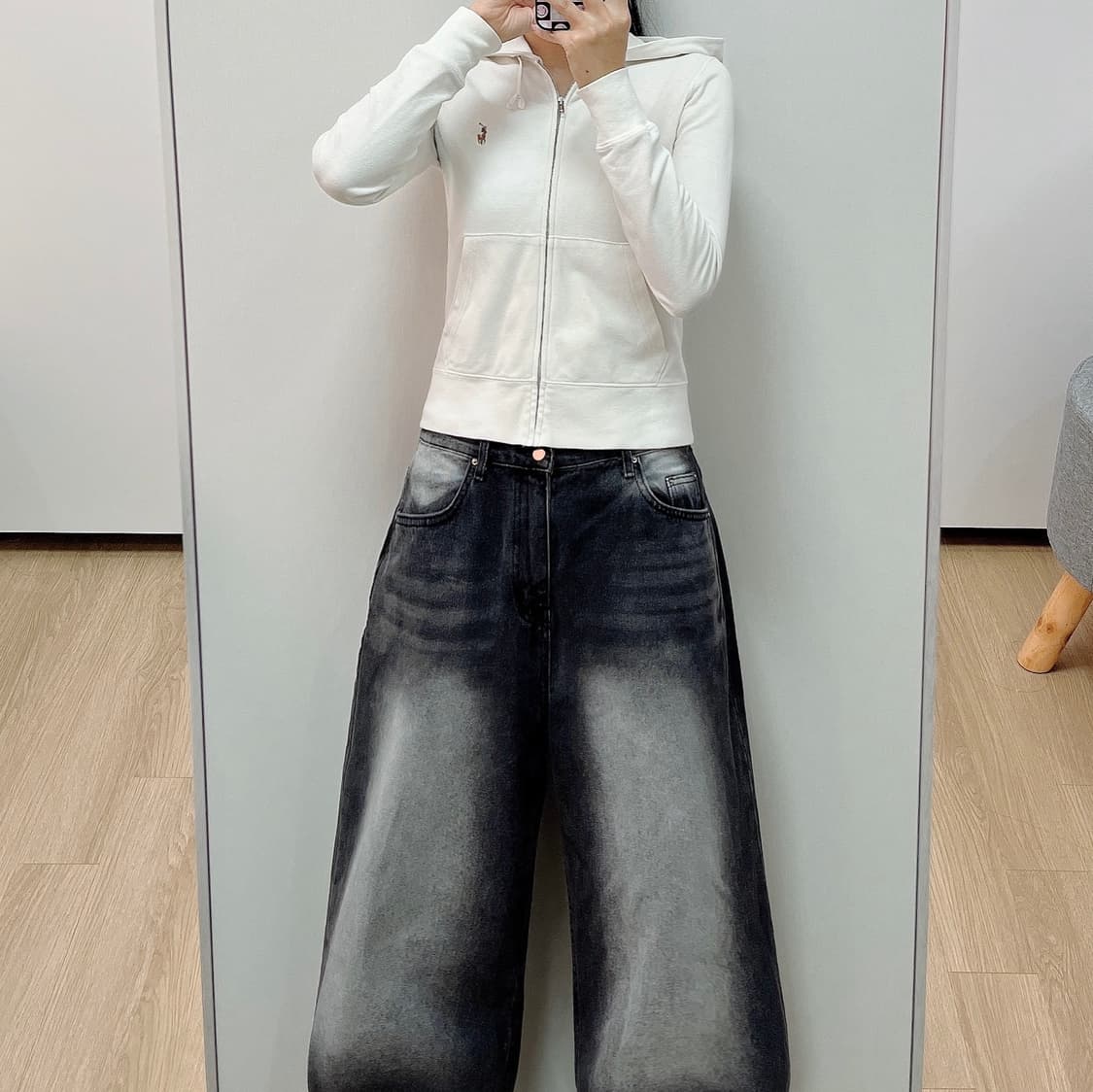 폴로 랄프로렌 자수로고 화이트 후드집업 상품이미지1