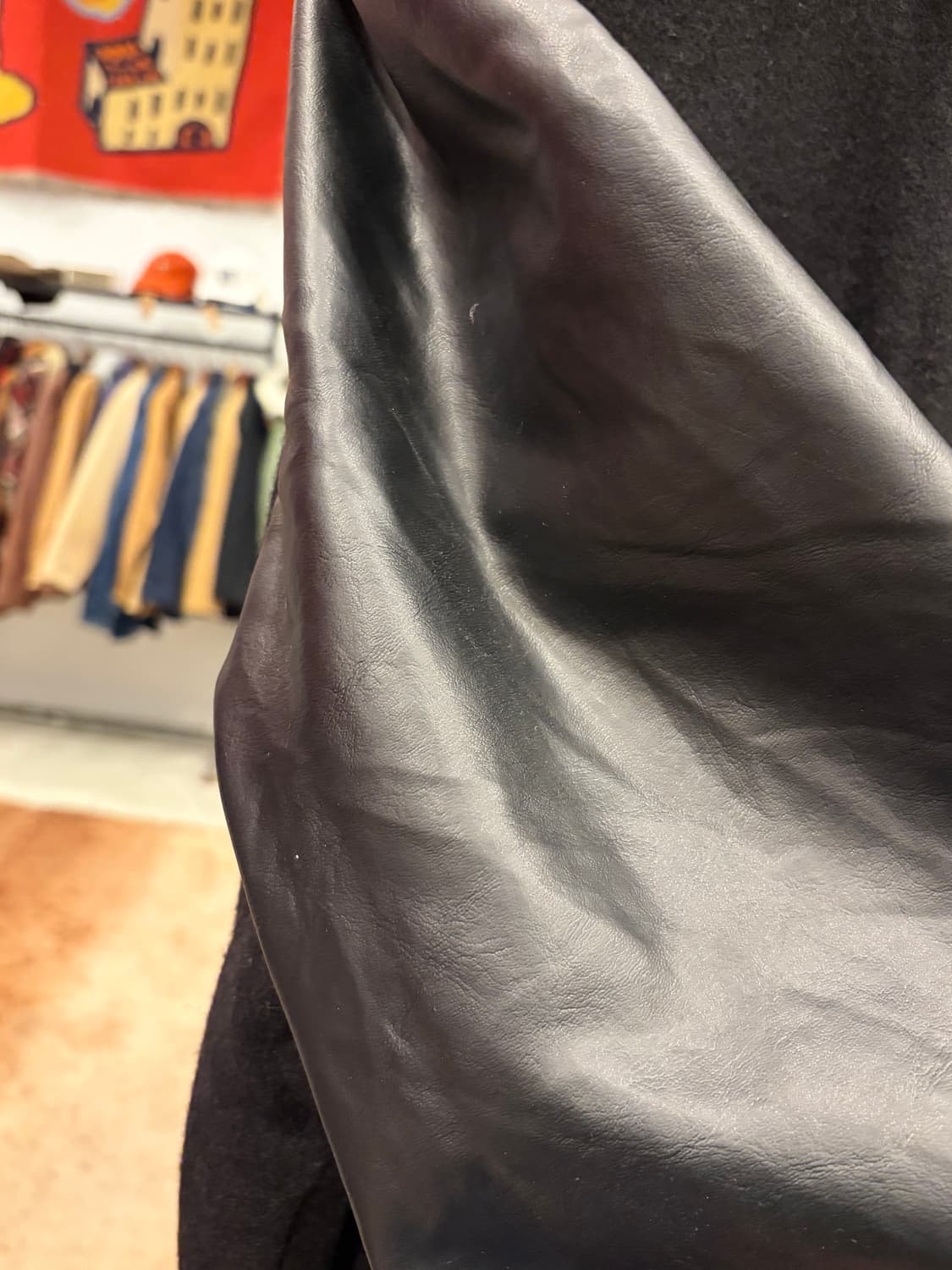 90s Meca 빈티지 멜톤 울 리얼레더 바시티 자켓 (USA) 상품이미지6