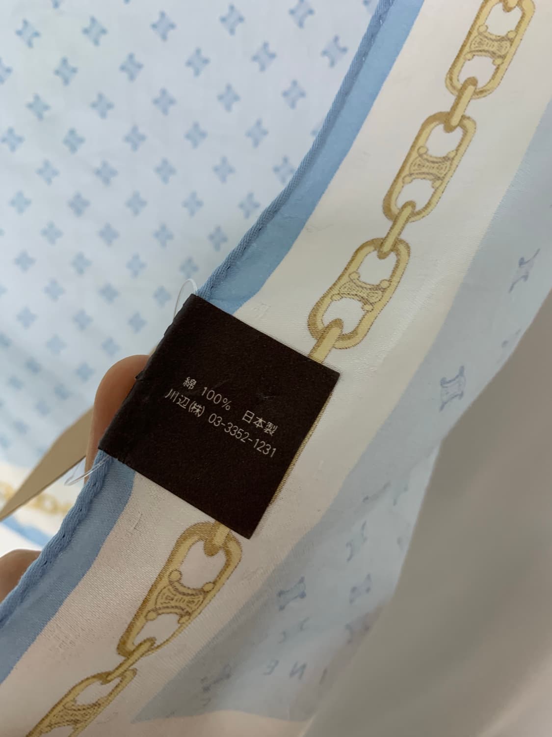 셀린느 하늘색 체인 패턴 손수건 스카프 정품 일본 빈티지 앤틱 엔틱 상품이미지3