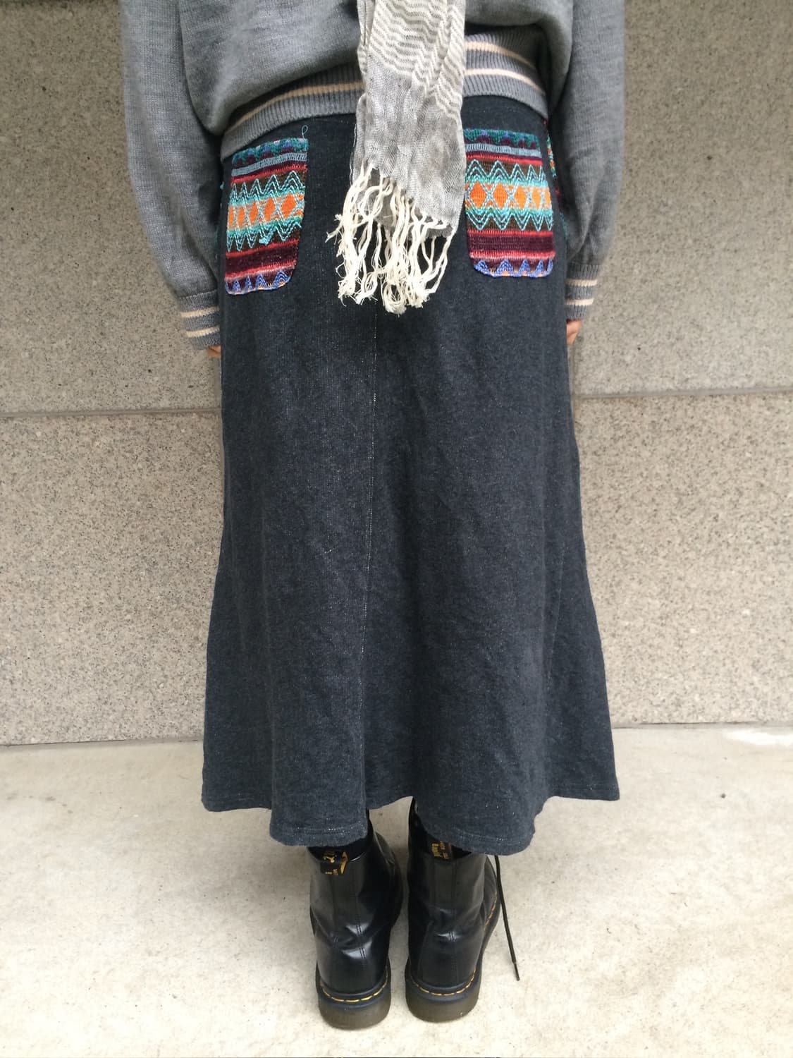 패치 스웻 롱 스커트 상품이미지4