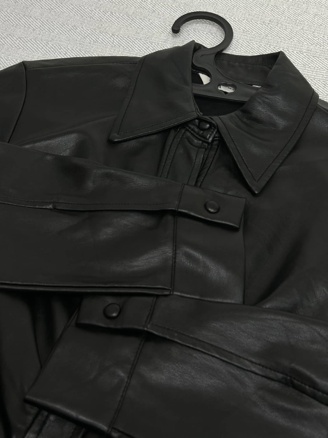 자라 ZARA 블랙 레더 셔링 카라 롱 원피스 XS 상품이미지9