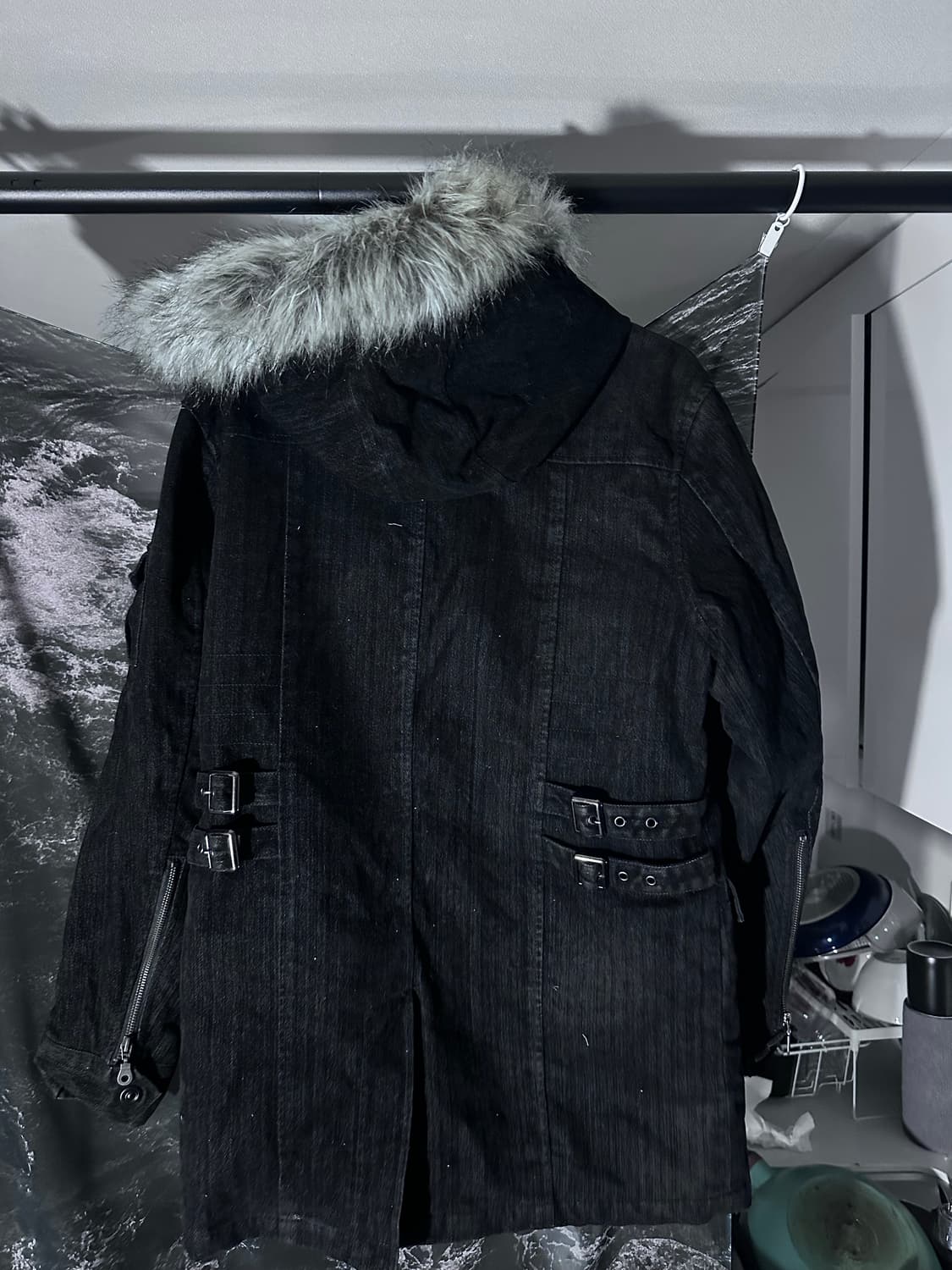 가먼트 펑크 디테일 퍼후드 자켓 상품이미지4