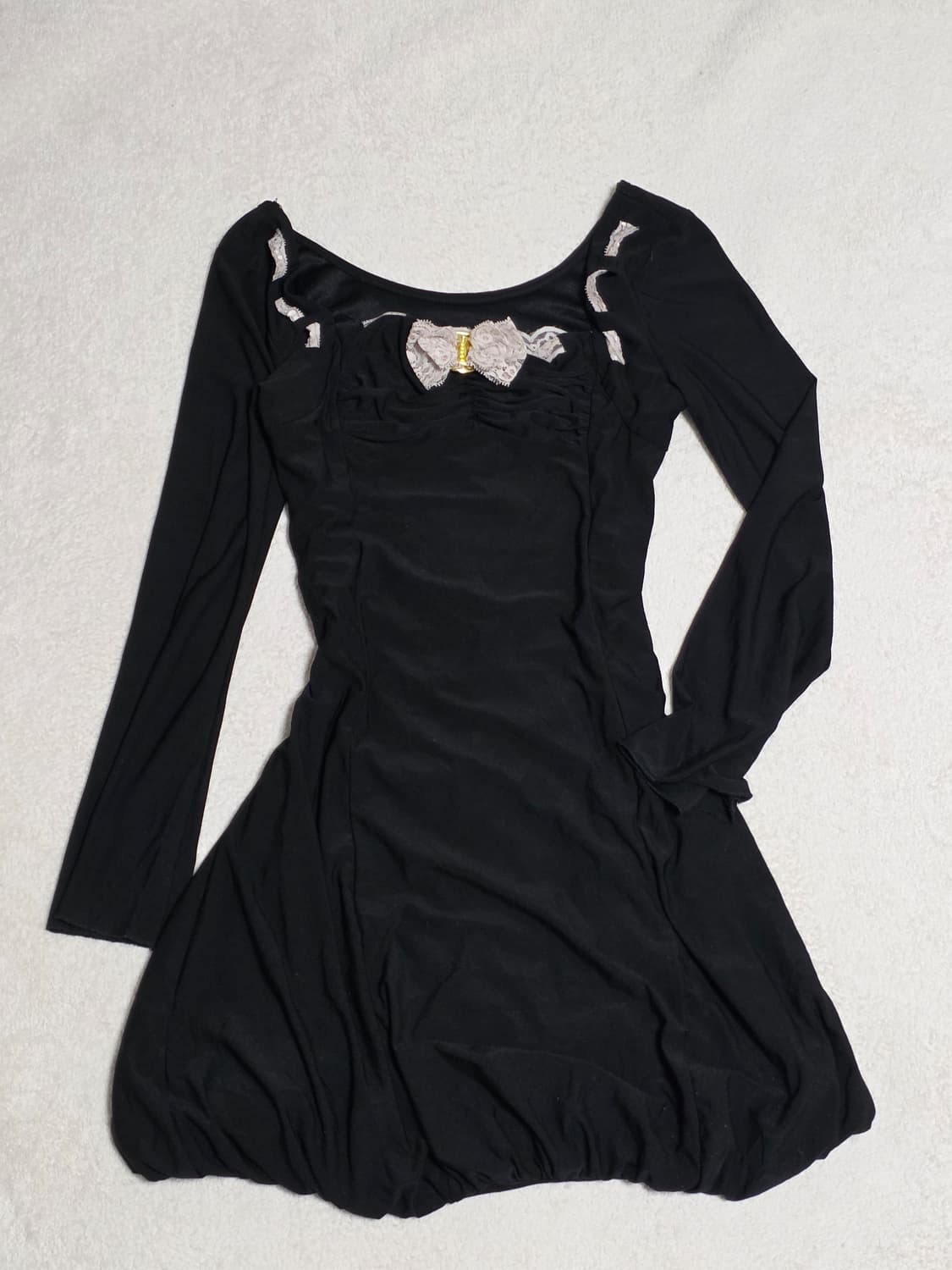 일빈 리본 블랙 벌룬 미니원피스 오네갸루 갸루펑크 고스로리 상품이미지1