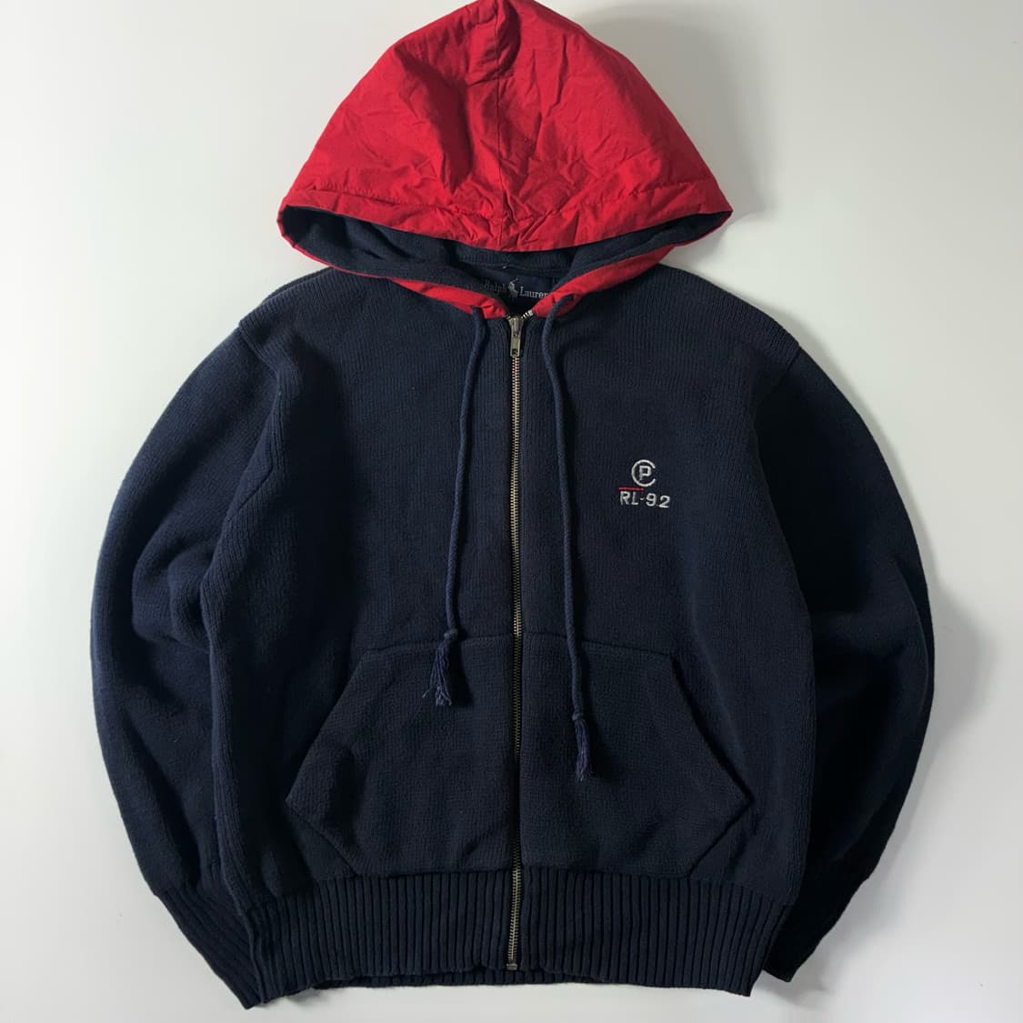 Polo  폴로 랄프로렌 90,s RL-92 코튼 네이비 니트 후드집업  상품이미지1