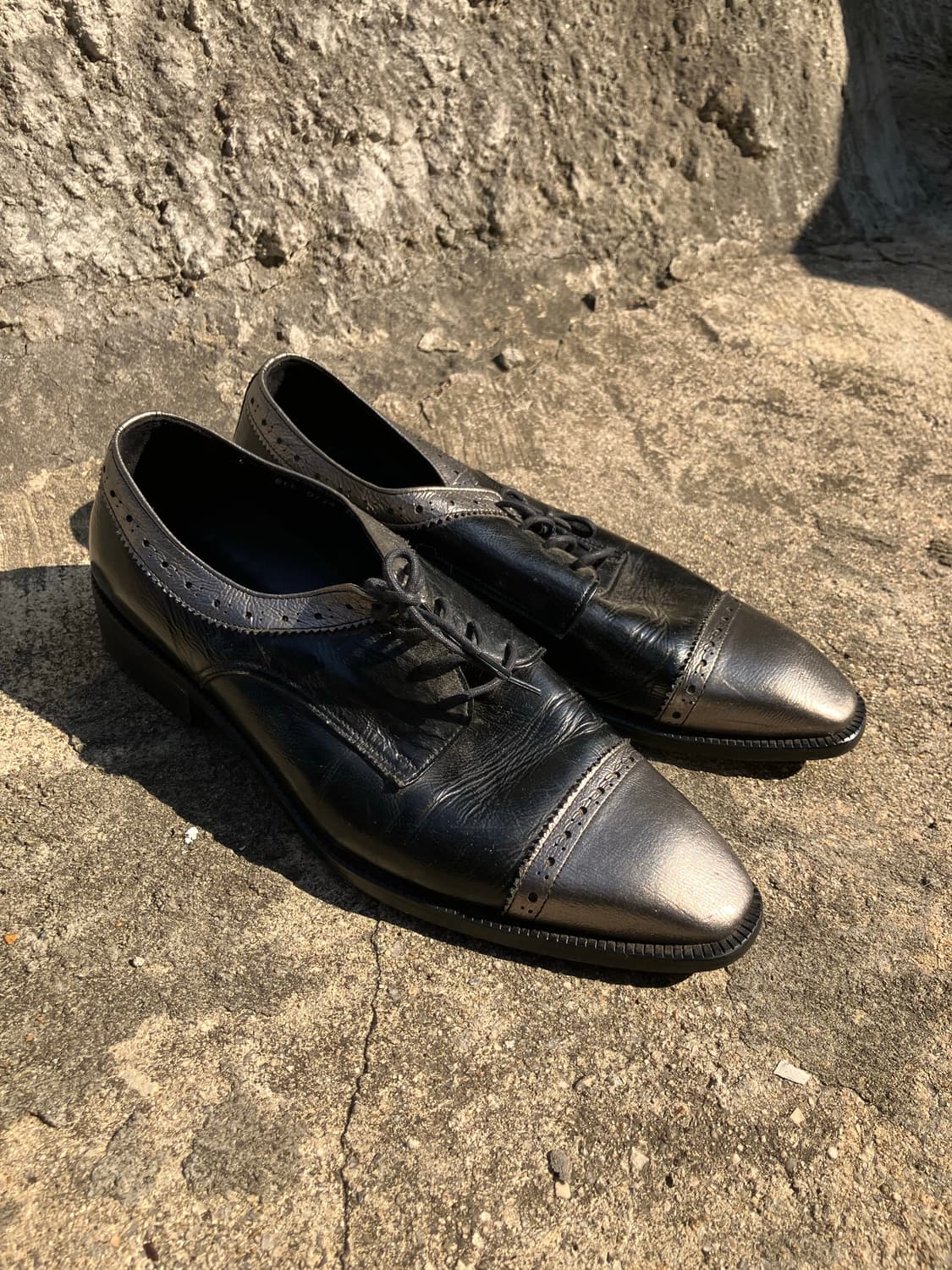 260) Black&Metallic Silver Leather Shoes 상품이미지2