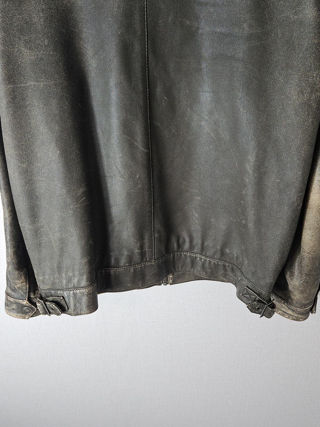 빈폴 워싱 가먼트다잉 양가죽 레더자켓 바이커 버클 빈티지 상품이미지4