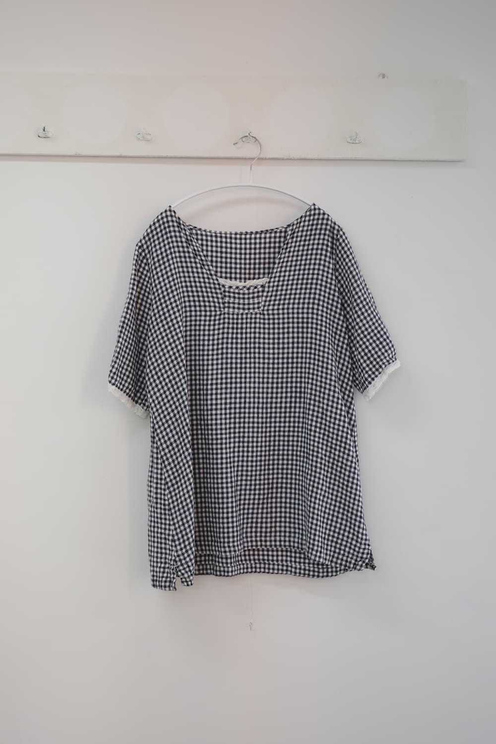  Check square neck blouse 상품이미지5