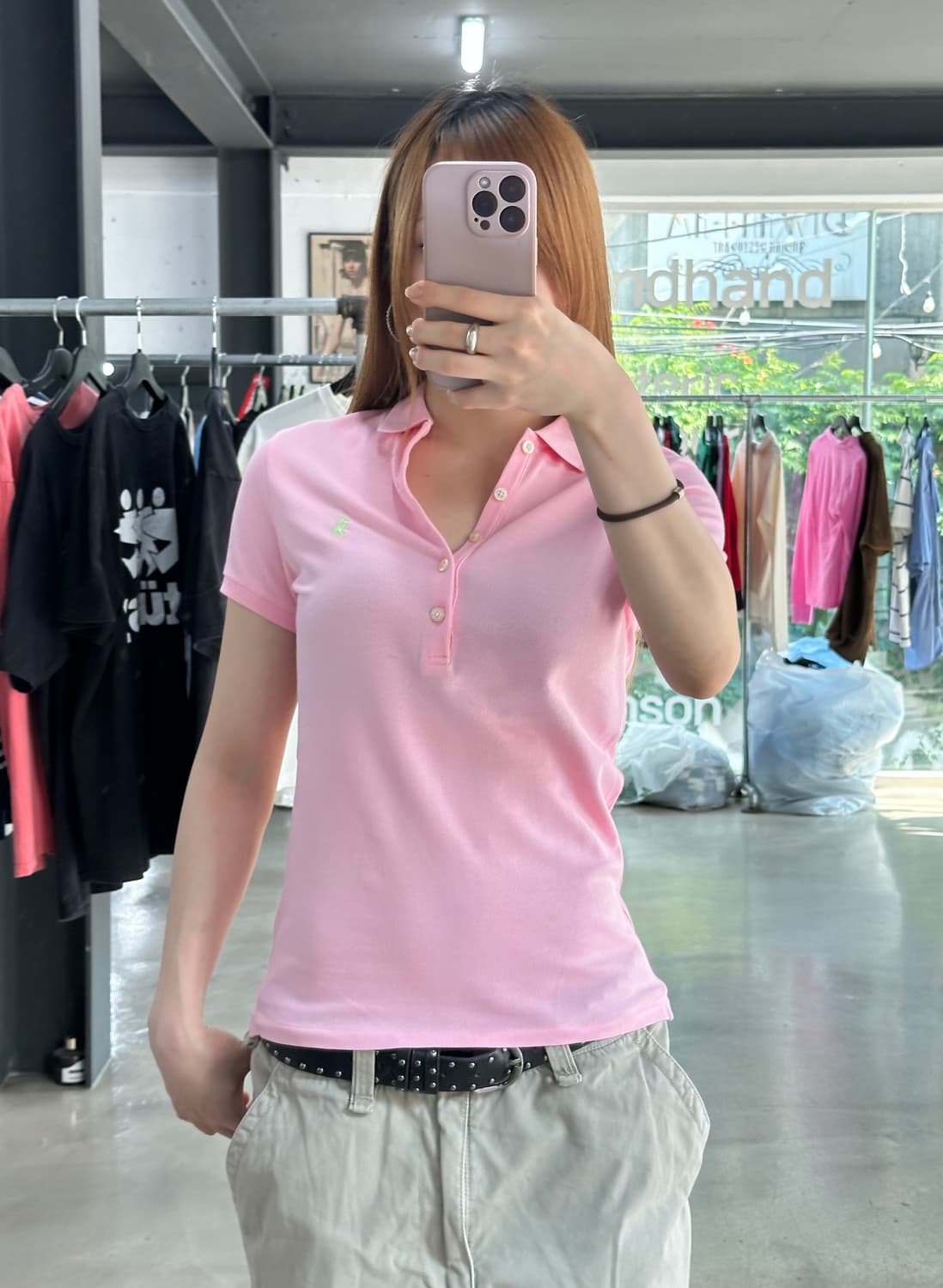 폴로랄프로렌 포니 Pk 버튼 반팔티 핑크 상품이미지1