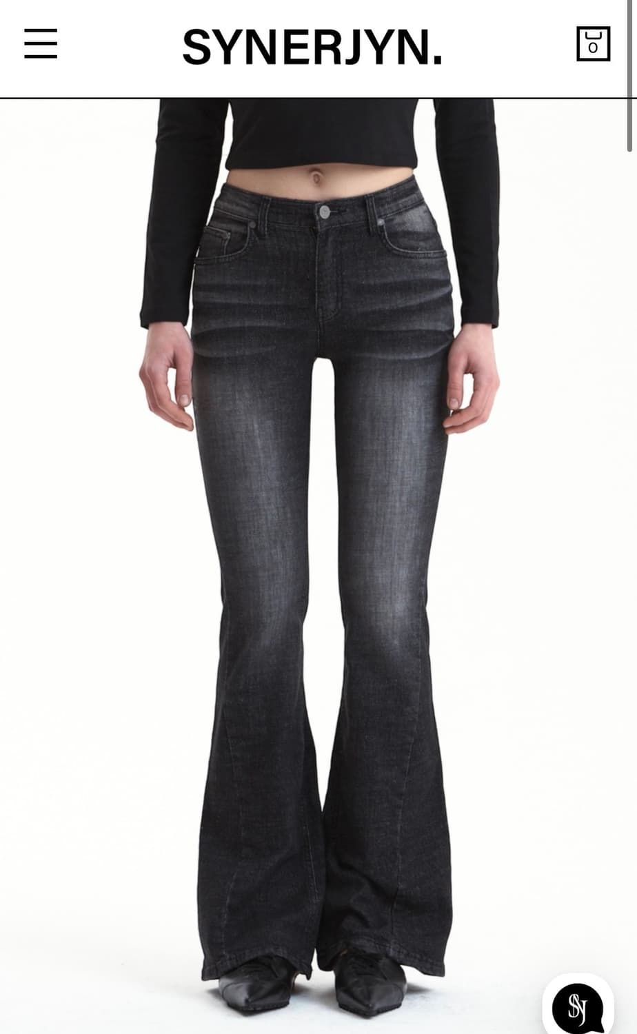 시너진 캣워싱 부츠컷 데님 팬츠 블랙 상품이미지1