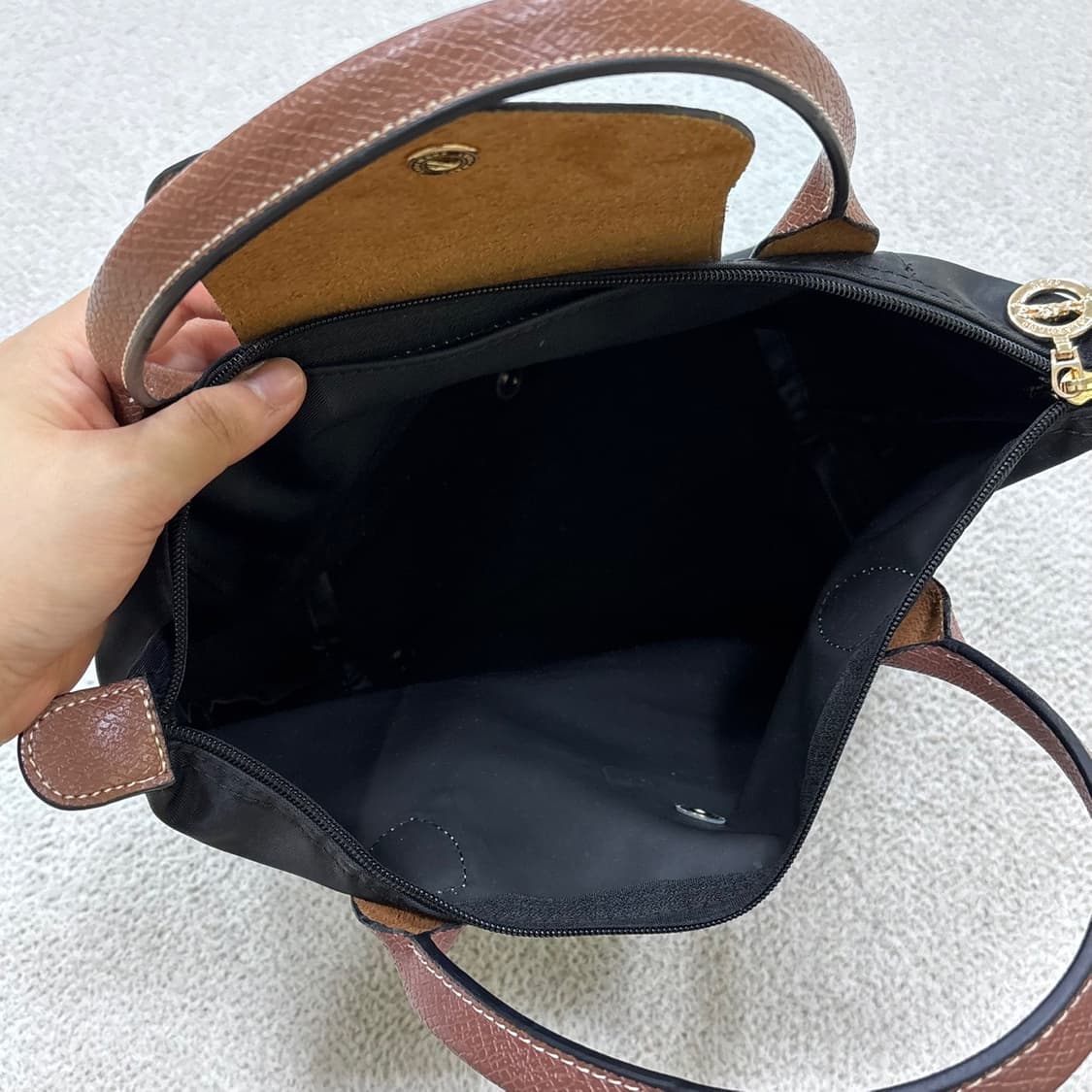 F 롱샴 르 플리아쥬 블랙 토트백 0604E2 상품이미지4