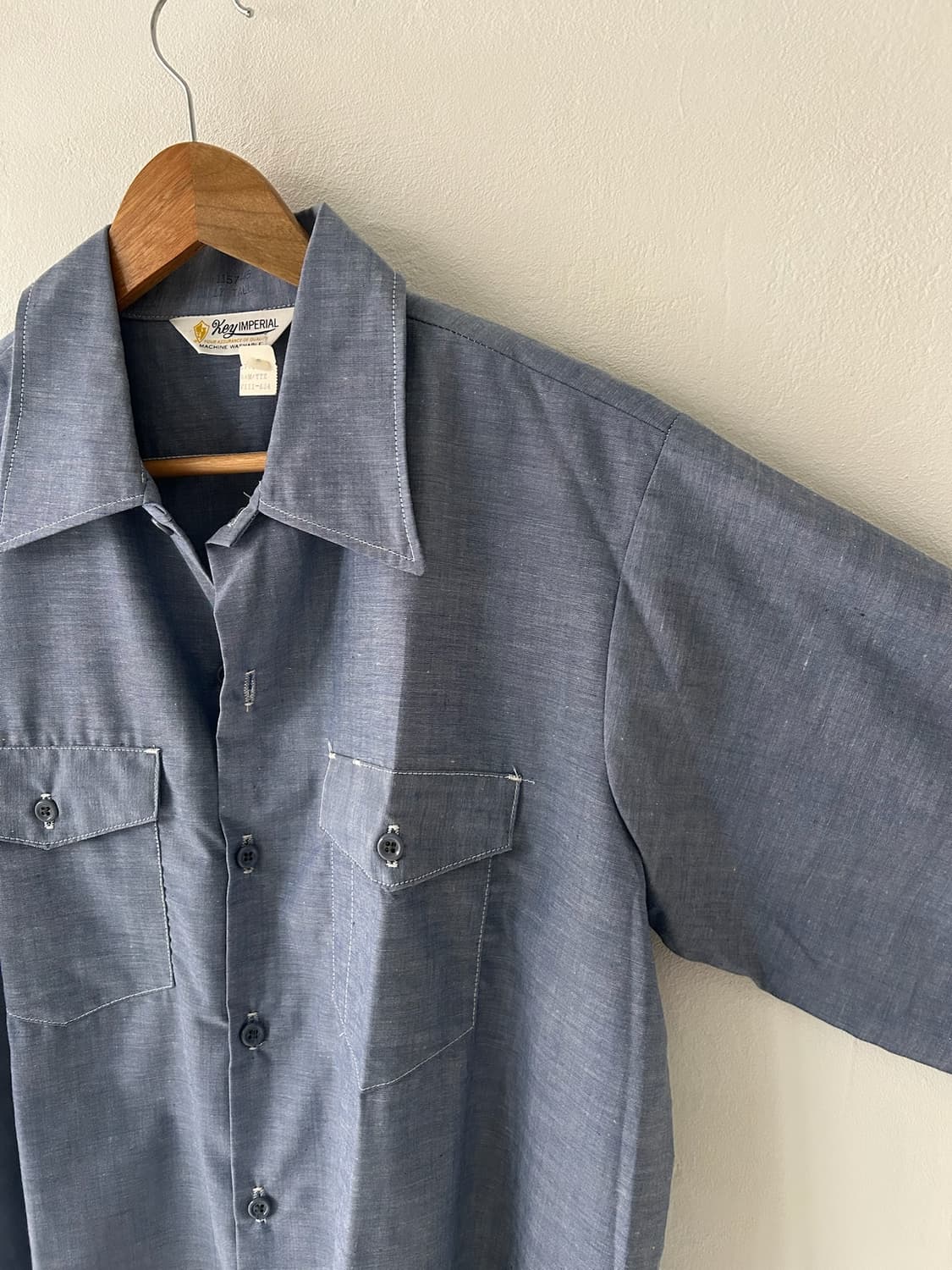 80's vtg Key imperial Chambray Blue shir 상품이미지2