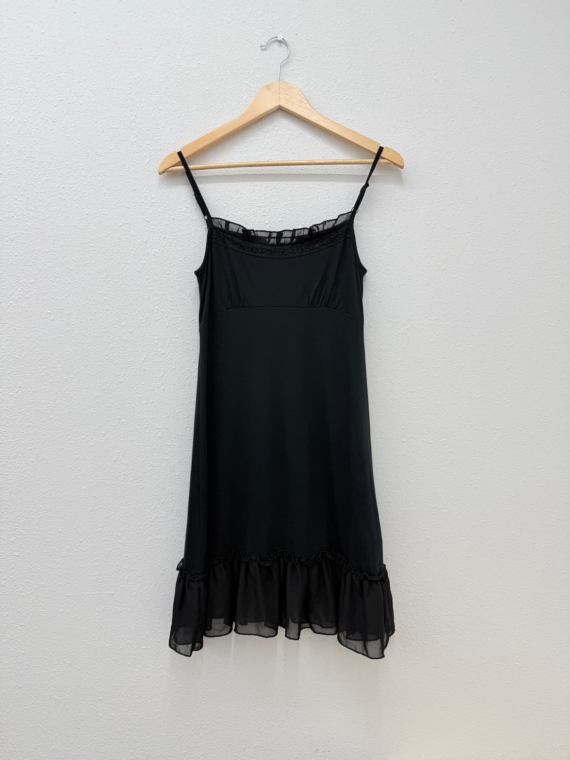 빈티지 MICHEL KLEIN 블랙 레이스 프릴 레이어드 원피스 상품이미지1