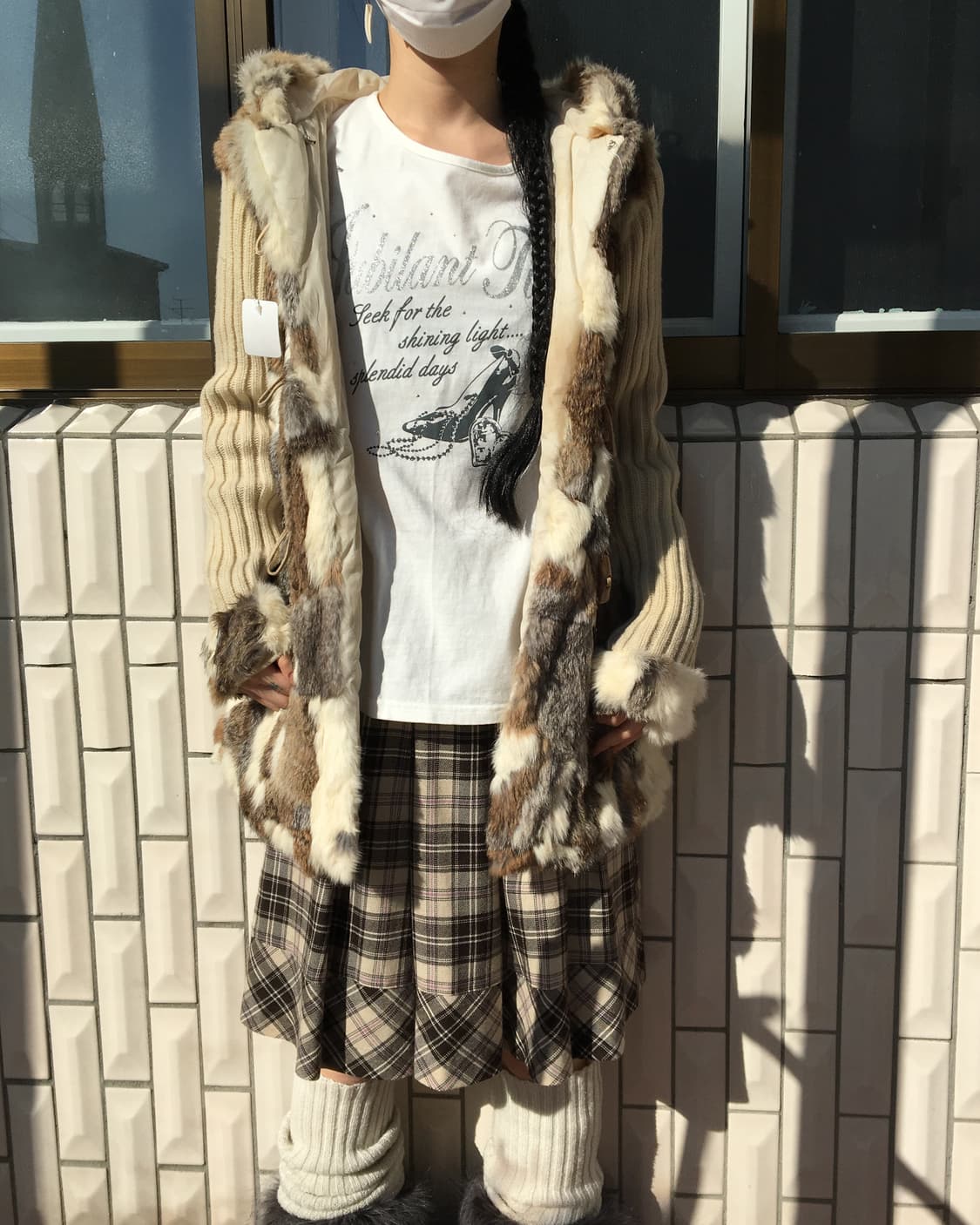 Rabbit fur duffle button hood knit cardi 상품이미지6