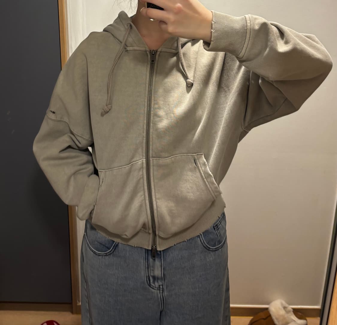자라 그레이 후드집업 M 상품이미지5