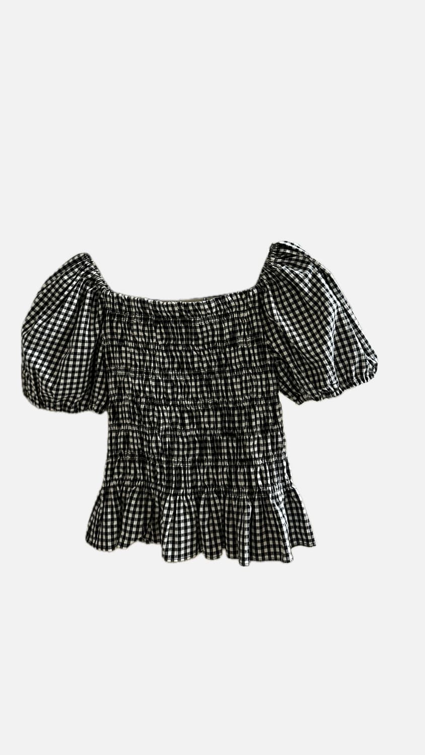 체크 오프숄더 블라우스 상품이미지1