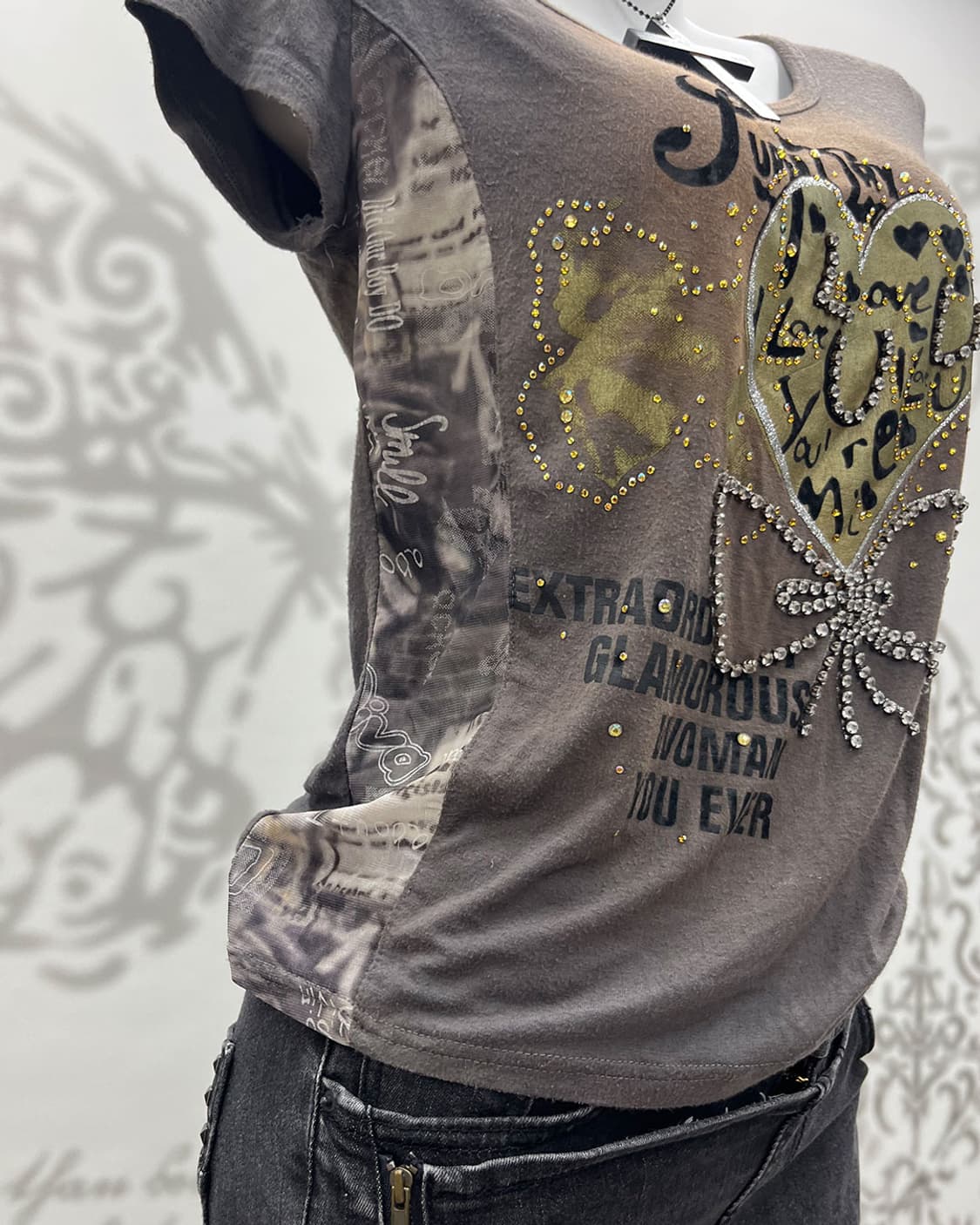 00's mesh cubic Y2K T-shirts 상품이미지5