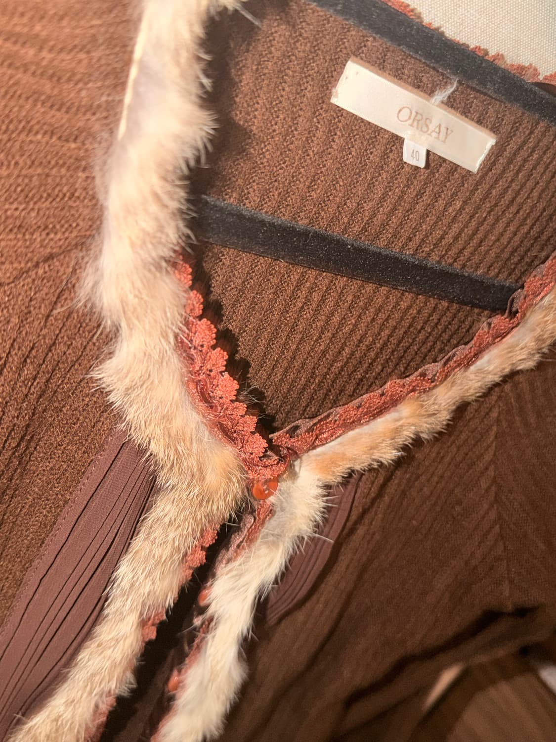 토끼 퍼 가디건 오리엔탈 페어리 브라운 갸루 Y2K 빈티지 상품이미지1