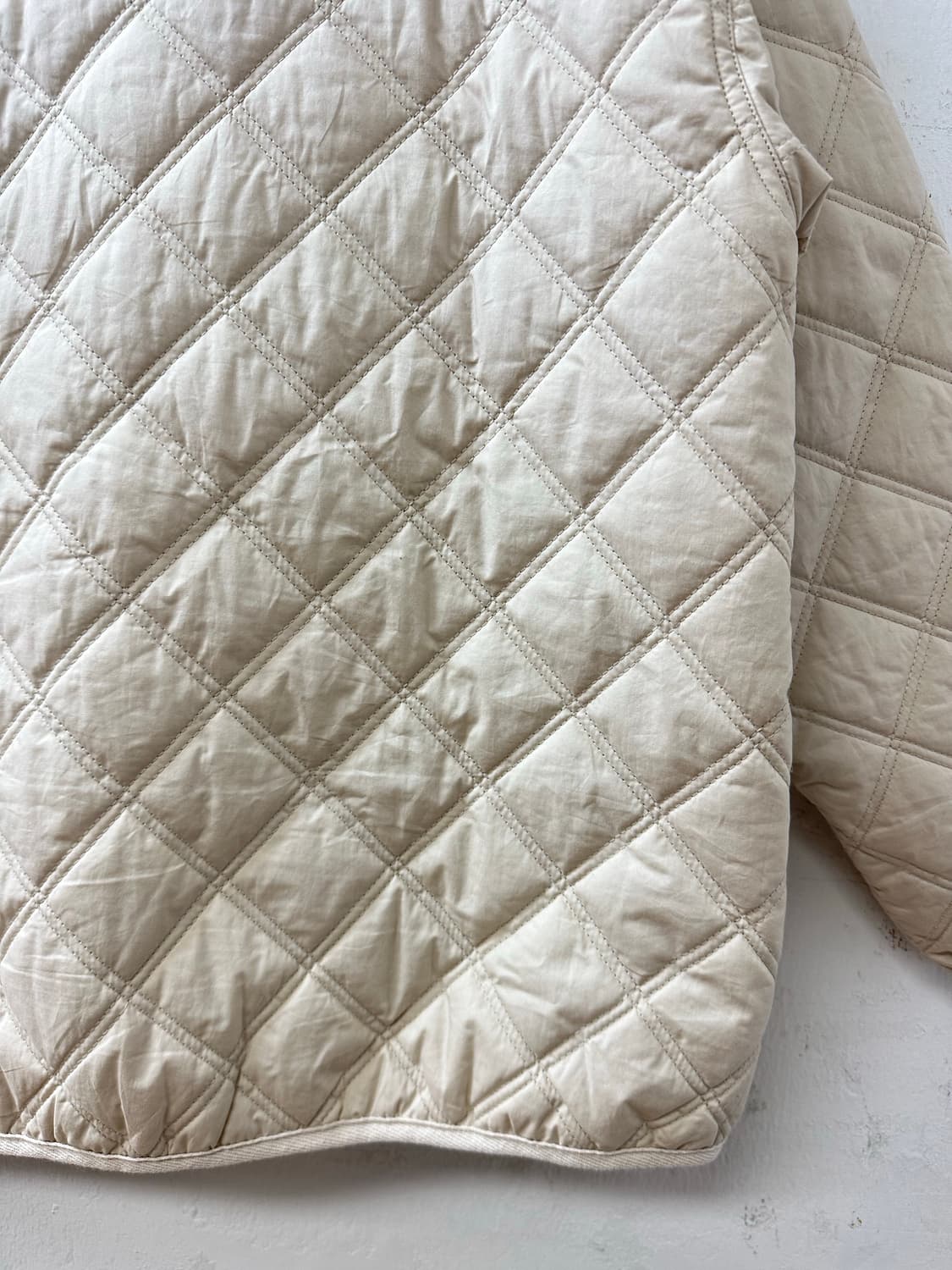 일본빈티지 아이보리 우드 버튼 퀼팅 라운드 패딩 자켓 상품이미지7