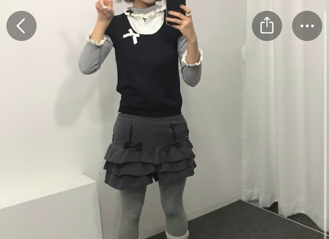 무채색 레이어드 리본 코디 세트 상품이미지1