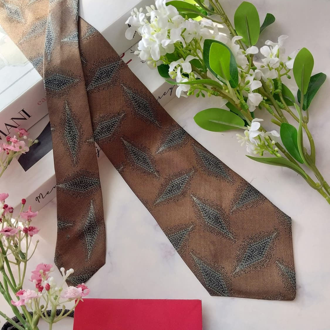 조르지오 아르마니 실크 브라운 패턴 넥타이 9.6cm A등급 K1725
 상품이미지4