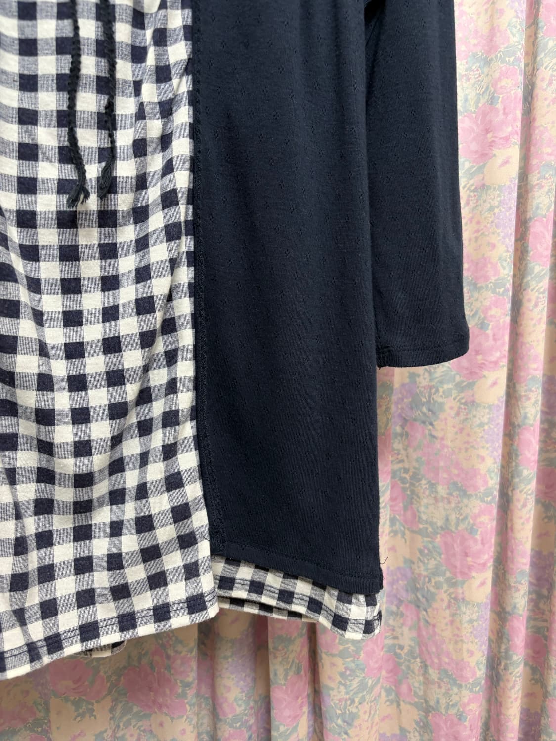 네이비 체크 레이어드 블라우스 상품이미지7