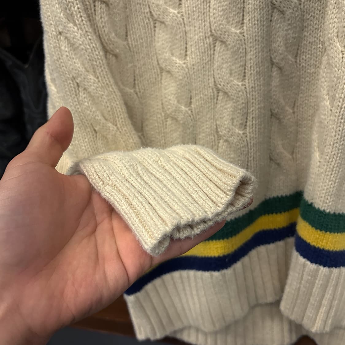 90s 폴로 랄프로렌 핸드니트 컬러라인 케이블 크리켓 스웨터 N1167 상품이미지5