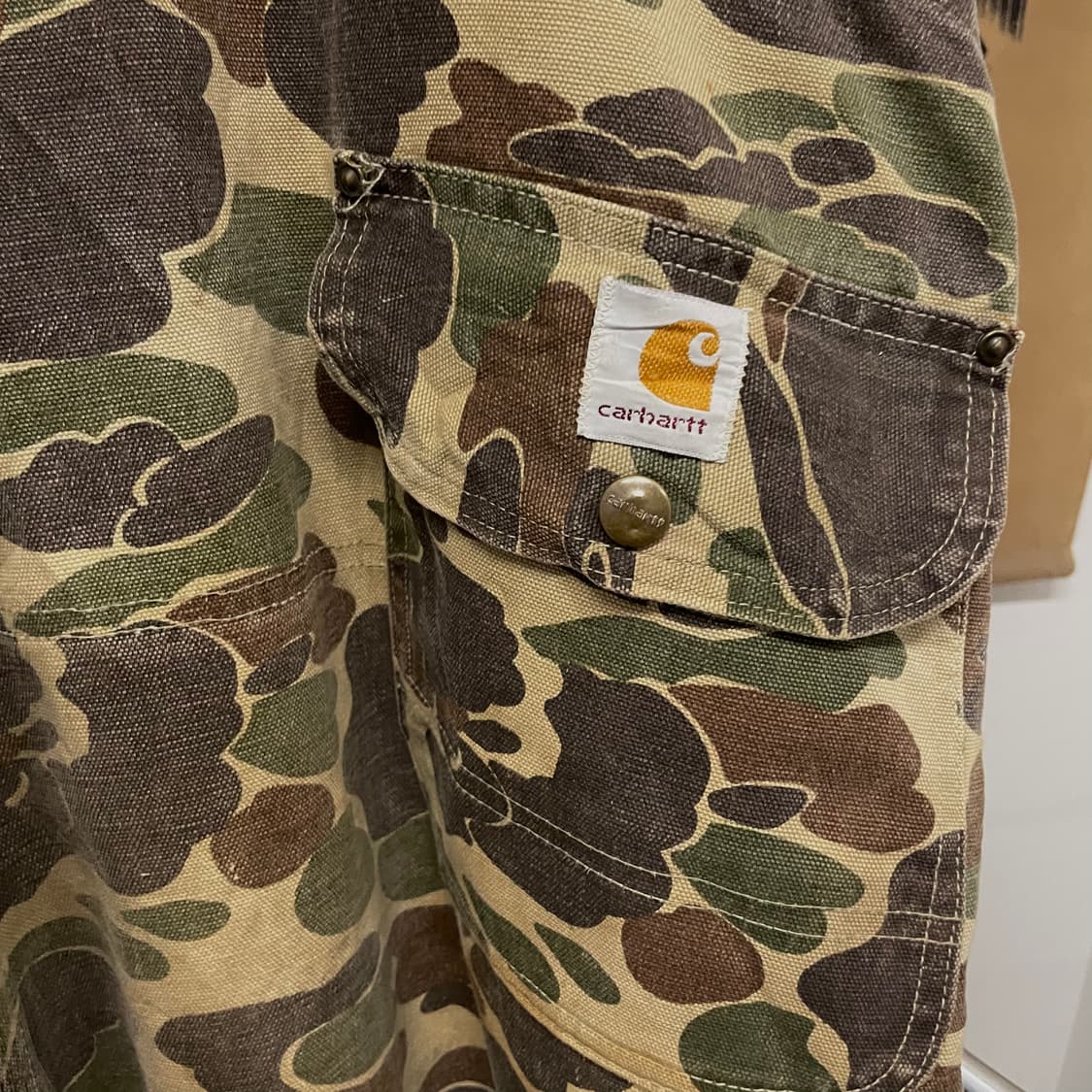 80s 칼하트 덕 카모 헌팅 오버롤 빈티지 워크웨어 데님 멜빵 상품이미지7