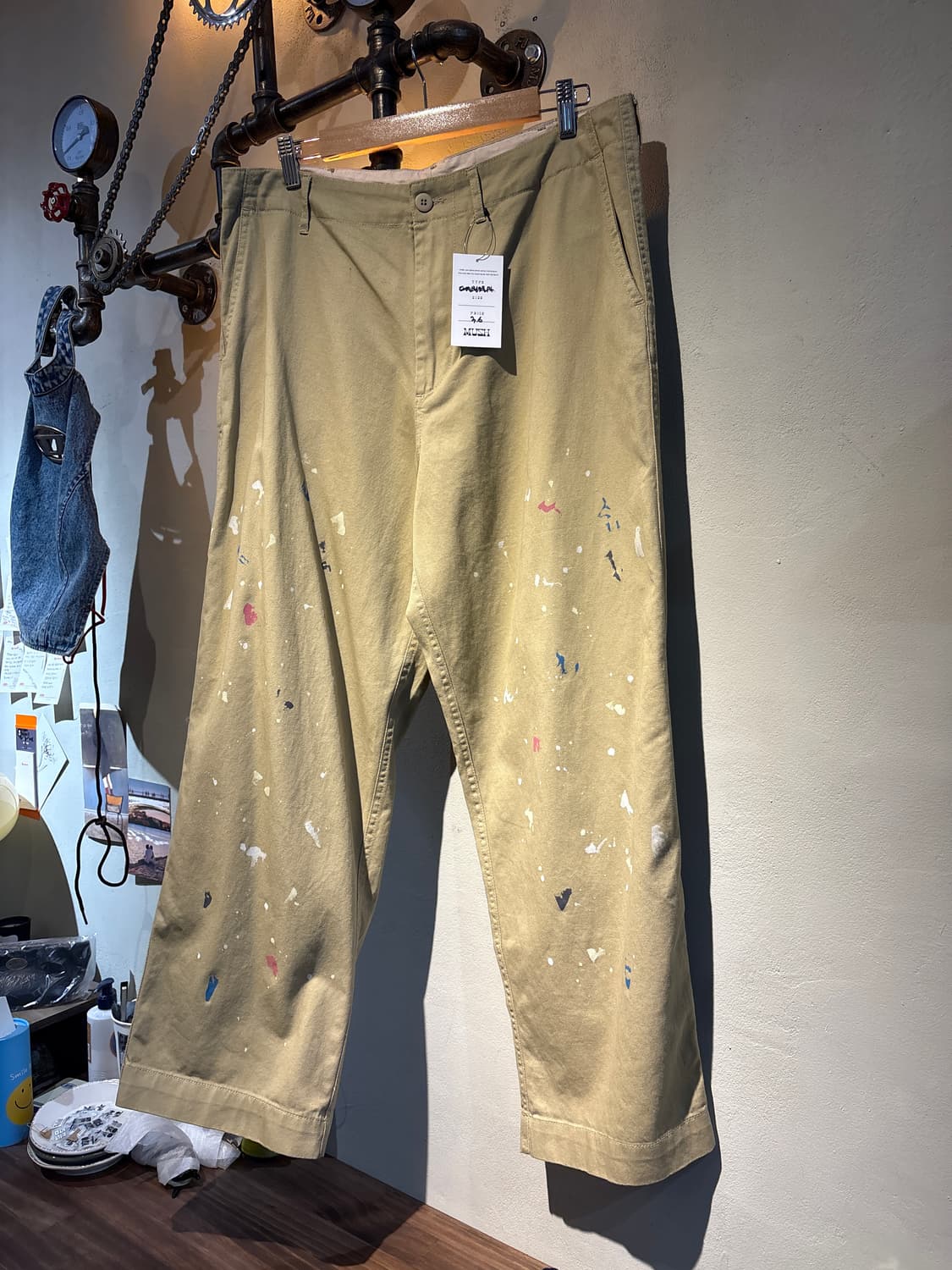 베이지 프린팅 코튼 팬츠 상품이미지1