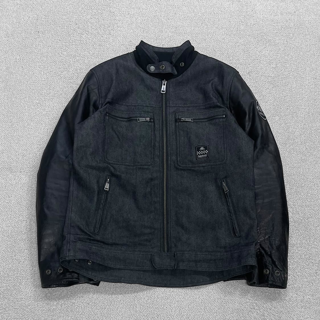 헬스톤스 Helstons 윈스턴 코튼 데님 레더 자켓  상품이미지1