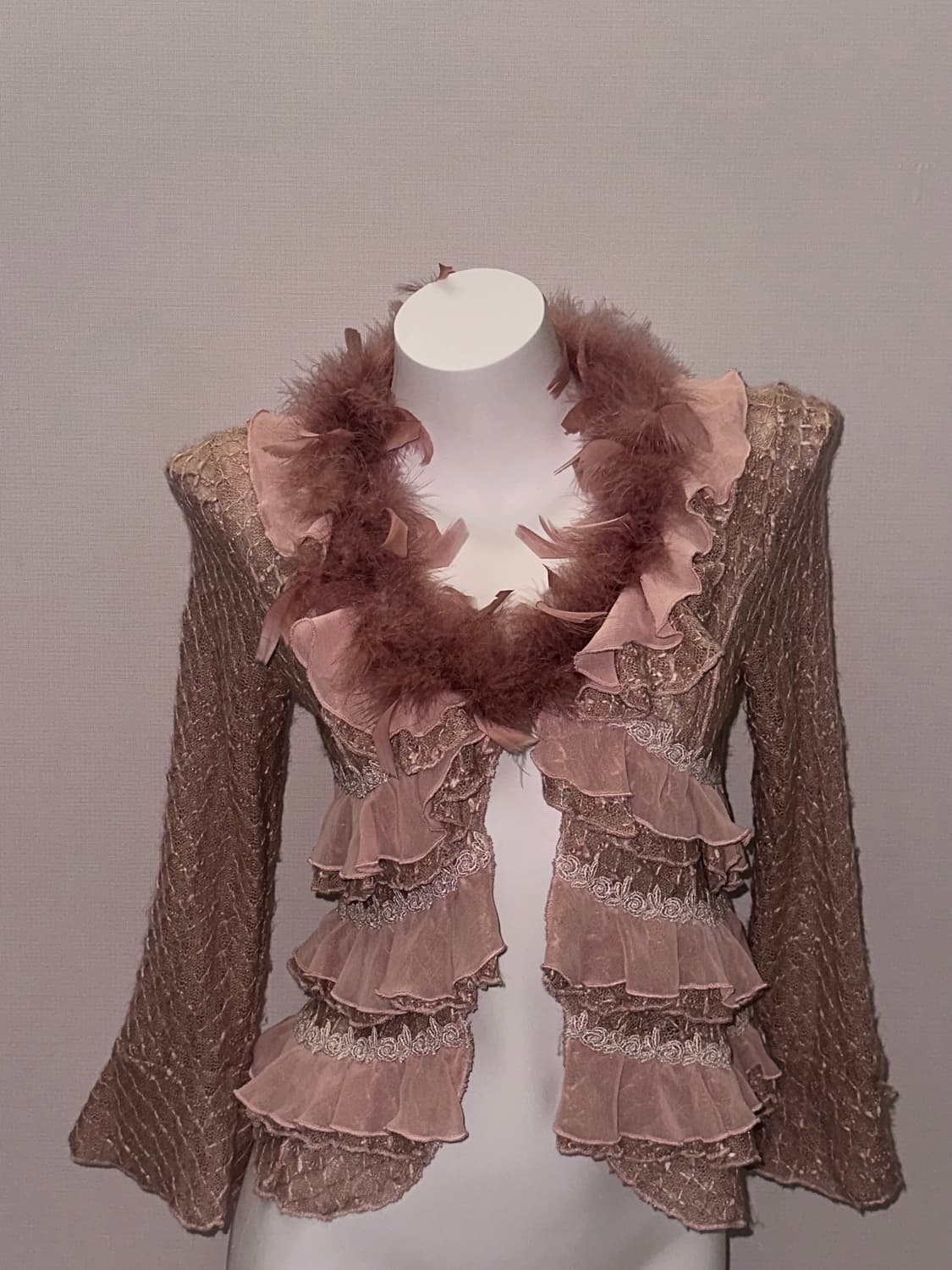 빈티지 깃털 레이스 프릴 페어리 가디건 상품이미지7