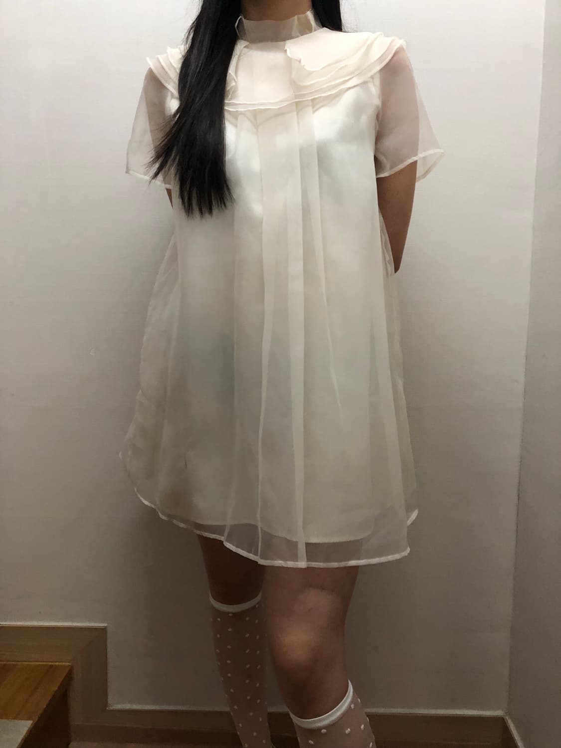 빈티지 화이트 레이스 미니 원피스 상품이미지1