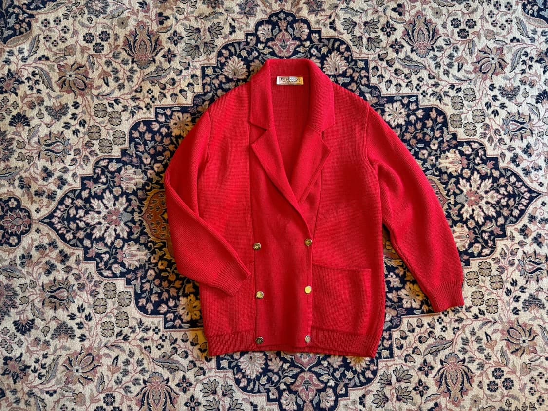80s 버버리 이태리 메이드 금장 가디건 66~77 상품이미지10