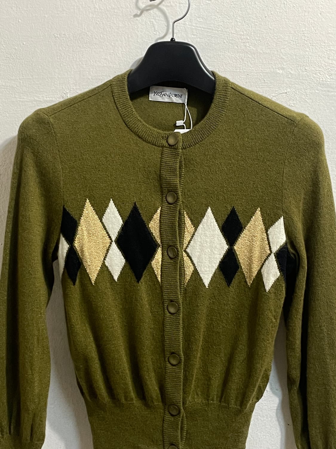 입생로랑 아가일 니트 가디건 상품이미지3