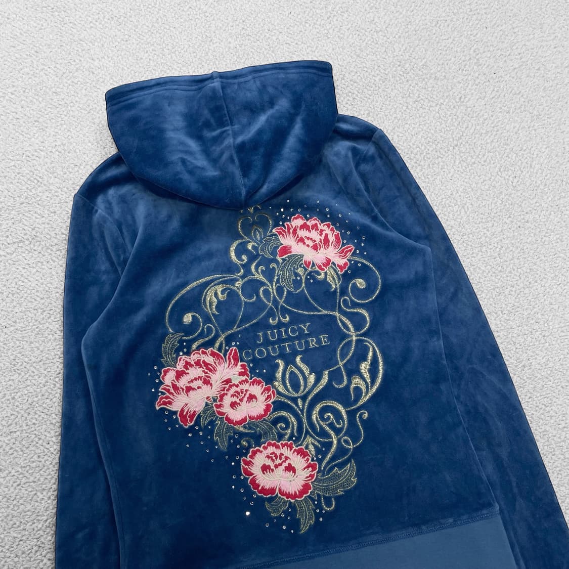 쥬시꾸띄르 벨벳 후드집업 블루 상품이미지4