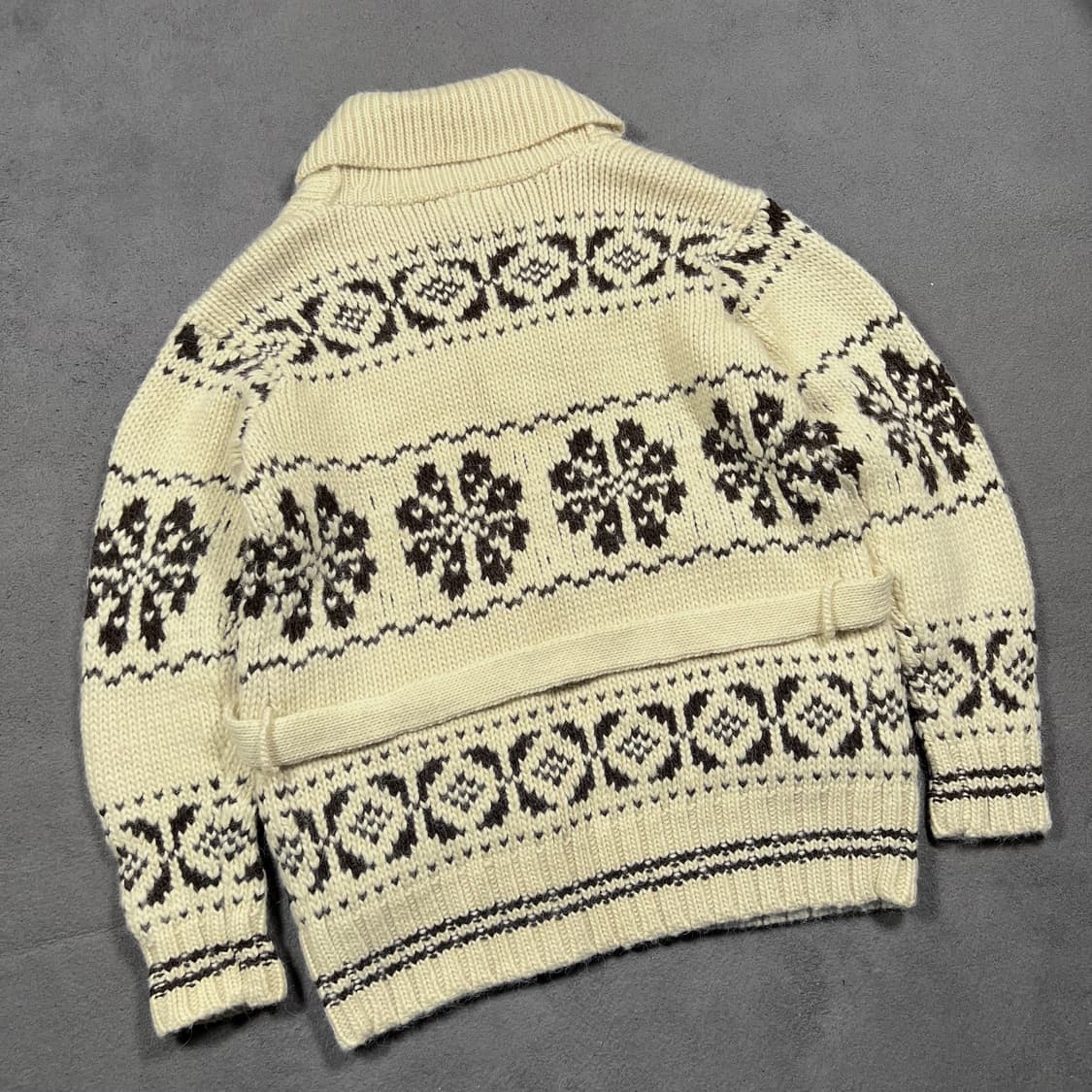 데님앤서플라이 노르딕 코위찬 벨티드 숄카라 울 가디건 상품이미지3