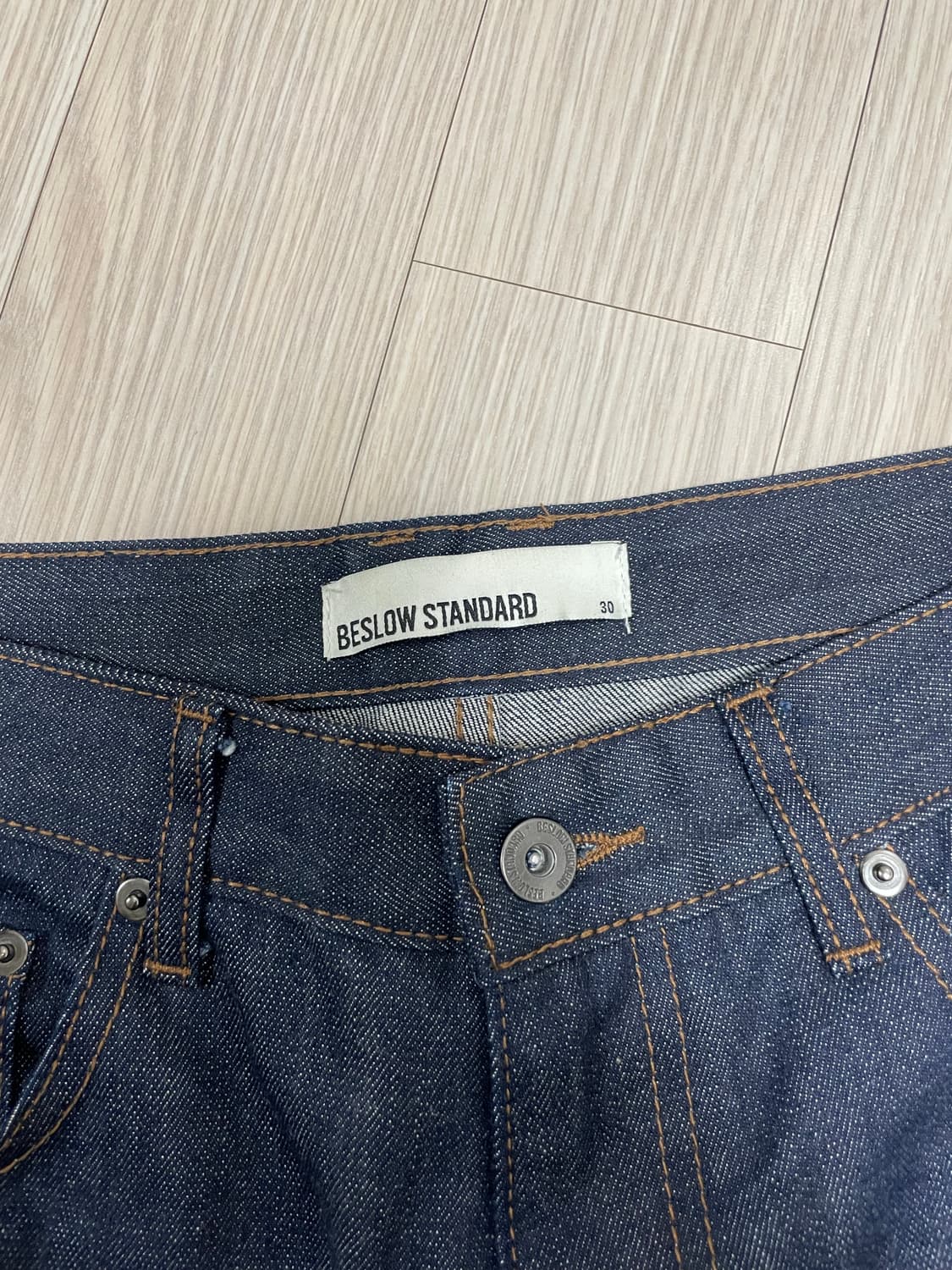 비슬로우 와이드 셀비지 데님 인디고 상품이미지3