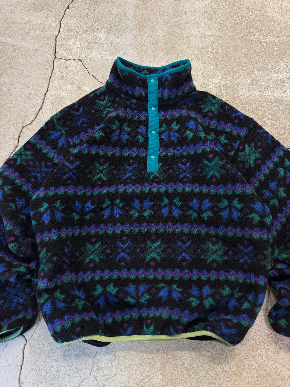 90s 엘엘빈 아즈텍 플리스 스냅티 풀오버 상품이미지2