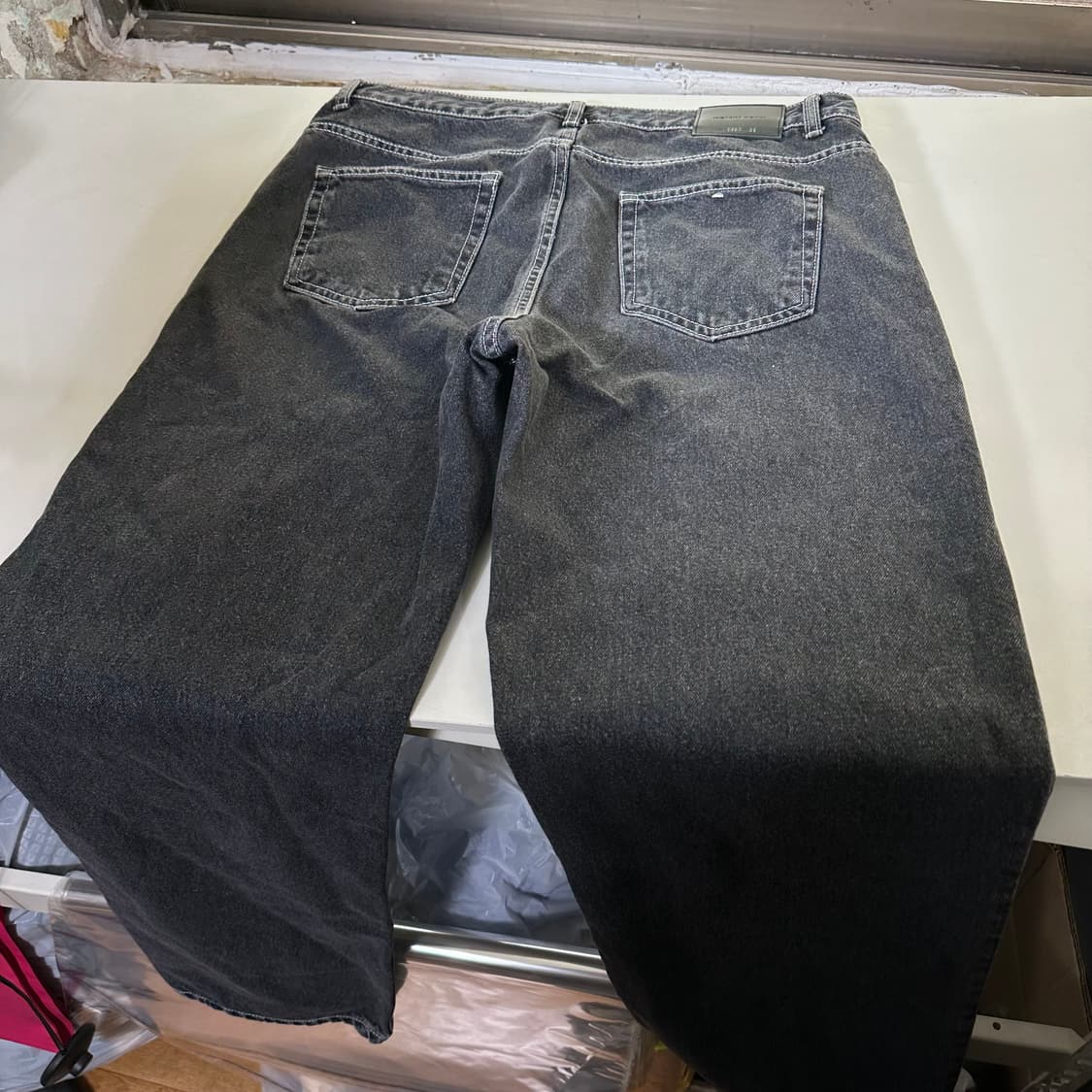 L 34 브랜디드 인스턴트데님 일자핏 빈티블래워시드 데님팬츠 상품이미지5