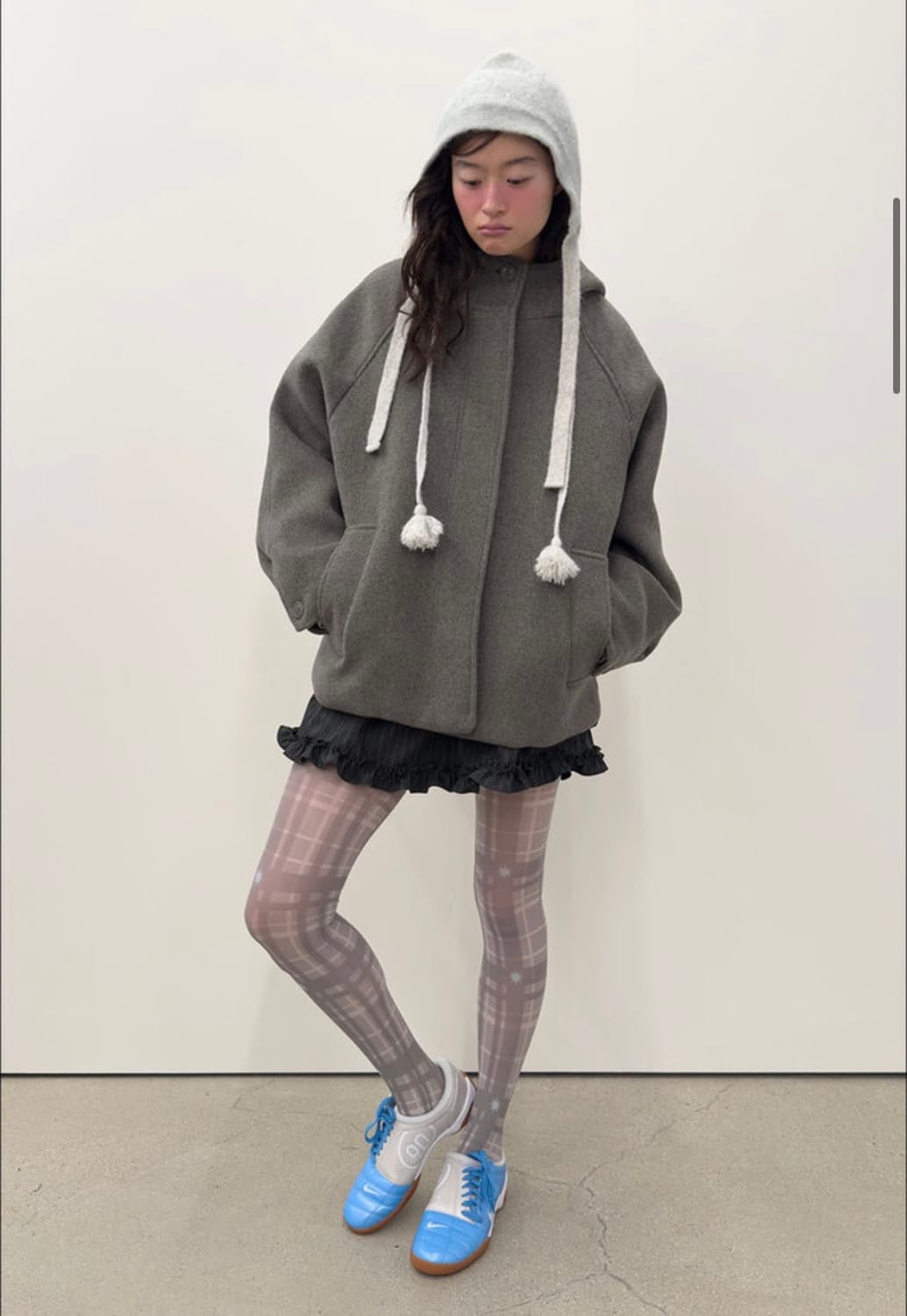 타입서비스 후디드 하프 코트 그레이 상품이미지3