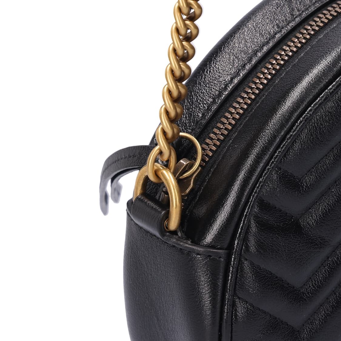 구찌 550154 GG 마몽 미니 라운드 숄더백 블랙 & 골드 상품이미지4