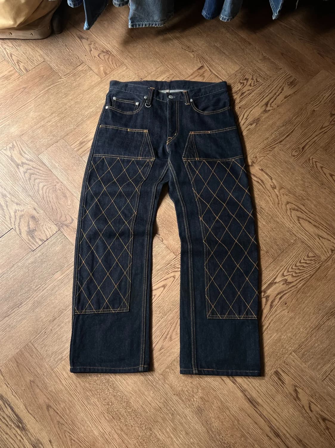 [32]코지마진즈 13oz 다이아 퀼팅 더블니 데님팬츠 상품이미지1